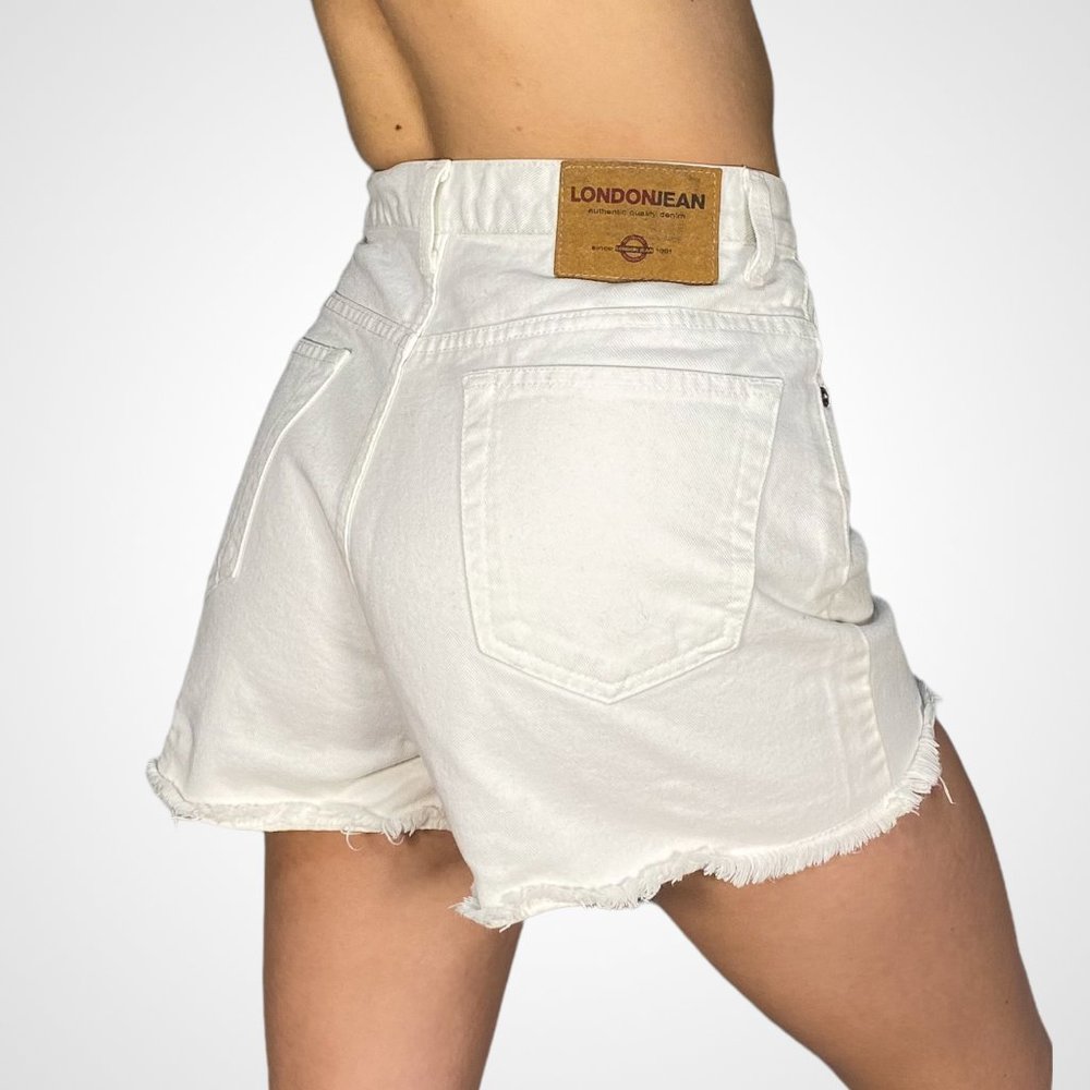Vintage 90's London Jean Company High Waisted White Denim Shorts